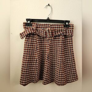 Zara Women's Houndstooth Mini Skirt with‎ Belt Multicolor Size Medium NWT